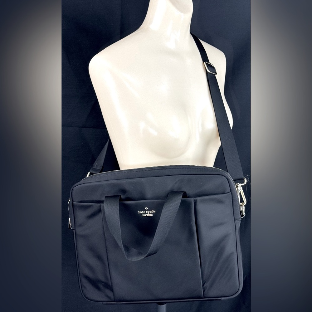 kate spade New York Black Classic Nylon Commuter 13" Computer Case EUC